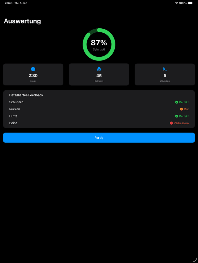 Live-Session mit KI-Pose-Erkennung
